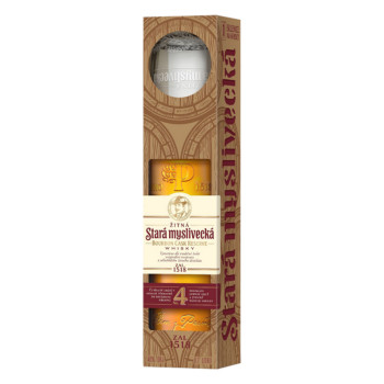 Stará žitná myslivecká RESERVE Bourbon Cask 0,7L 40% +sklenička - darkové balení - 1
